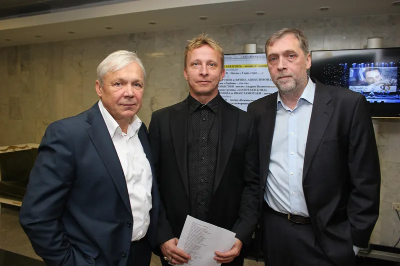 Заслуженный артист России Василий Мищенко, актер, режиссер Иван Охлобыстин и актер, режиссер Никита Высоцкий